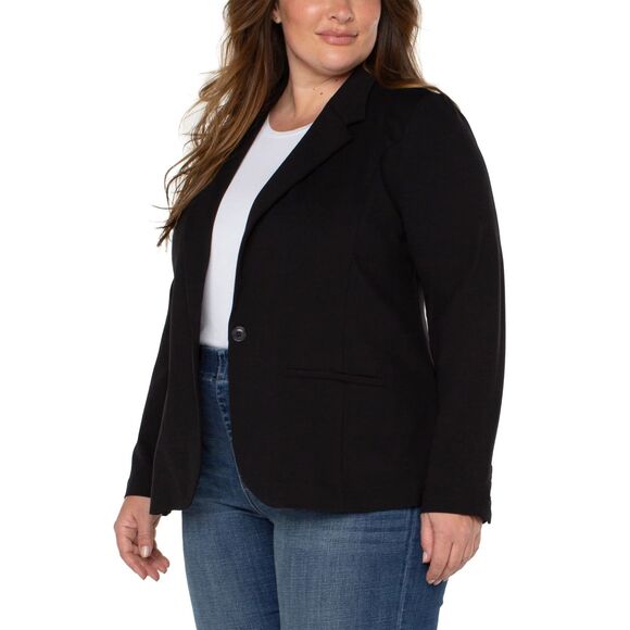 LIVERPOOL Black Modern 1 Button Stretch Fitted Blazer Jacket Size 3X - Picture 1 of 10